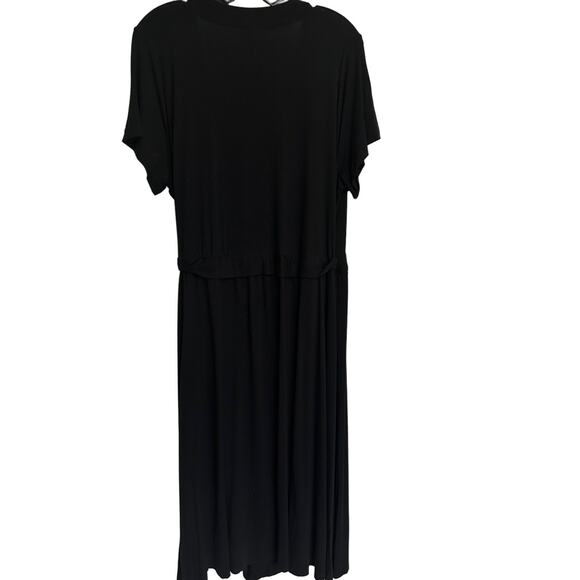 Three Dots Vintage Black Short Sleeve Wrap Dress Women's Plus Size 1X - Picture 2 of 9
